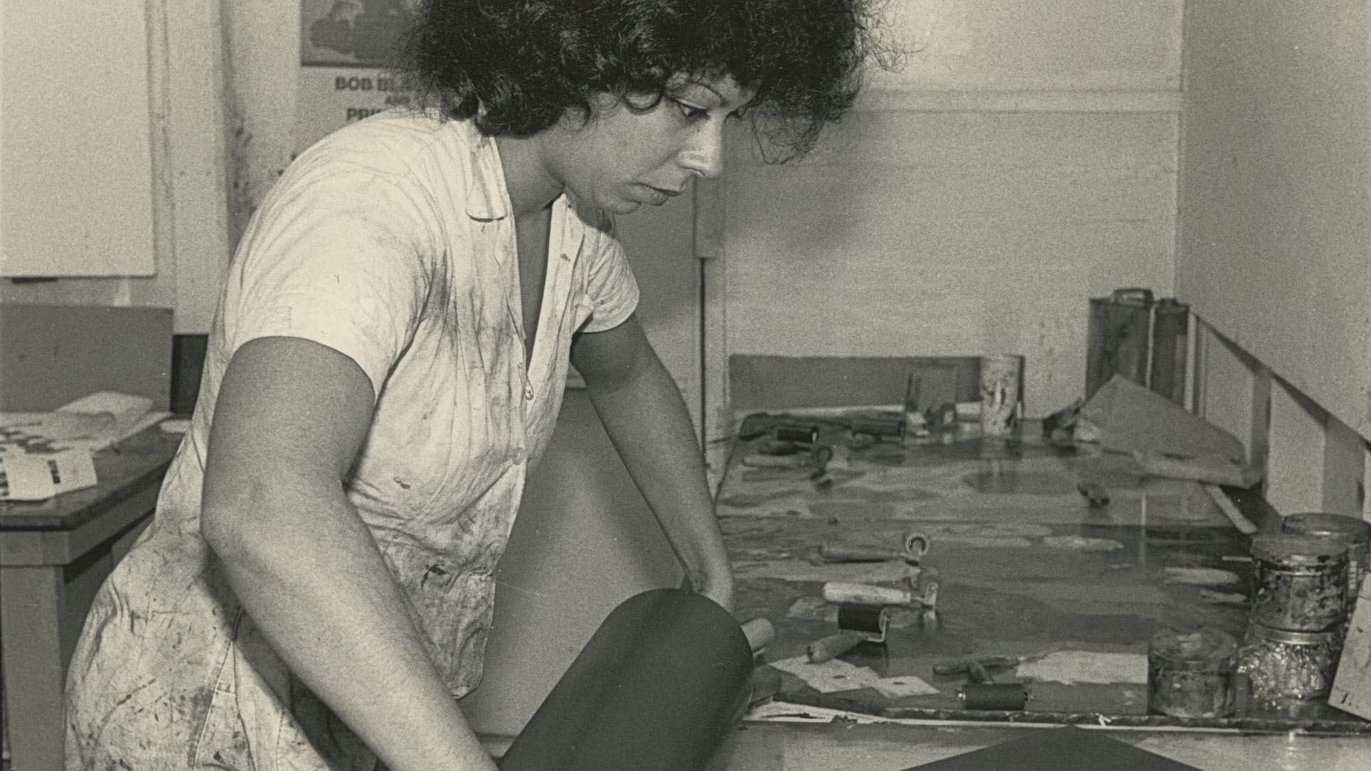 Robin Holder at the Printmaking Workshop, New York City, circa 1989